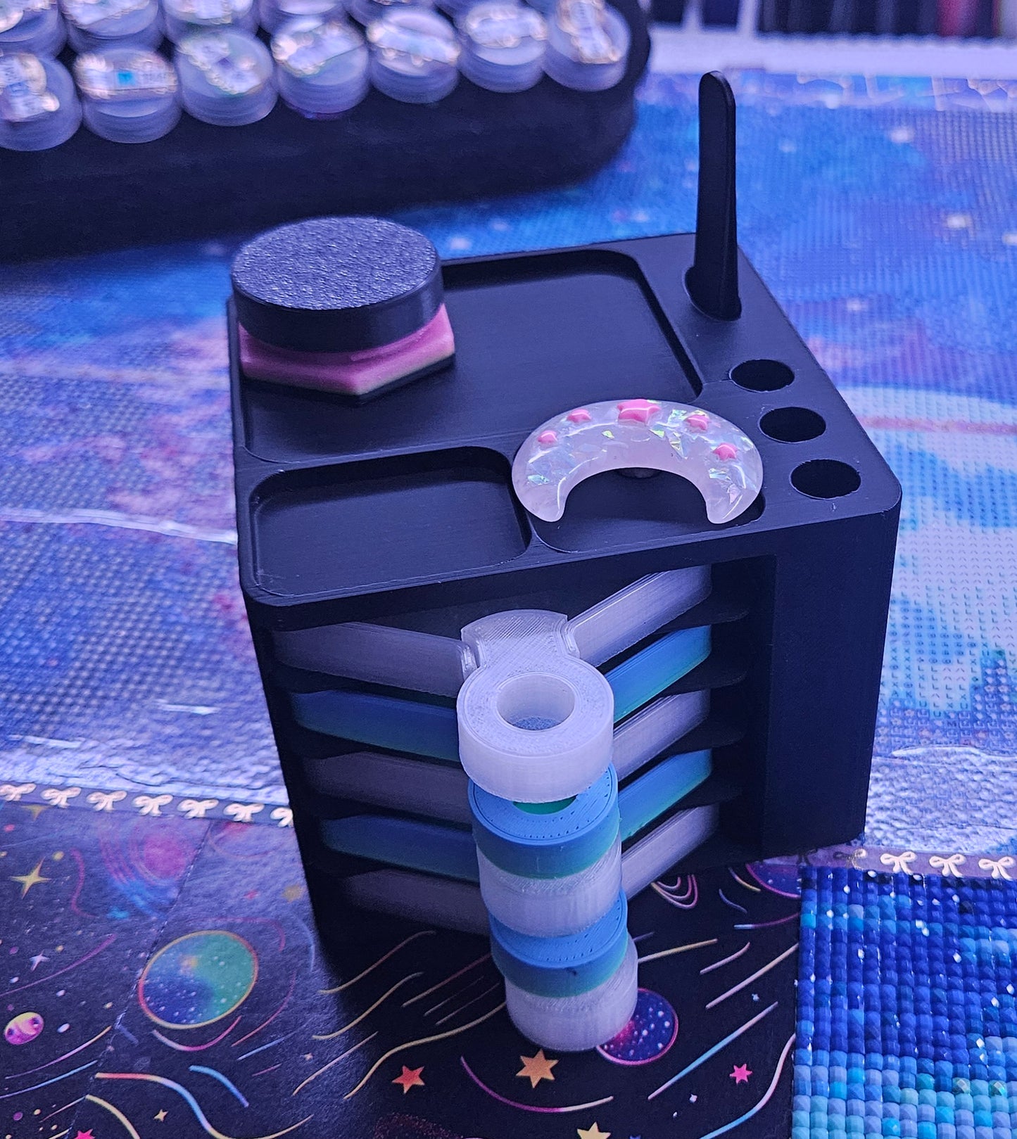 Washi Diamond Art Tray Storage Cube, Compact Tray Storage with Trays, Diamond Painting Confetti Cube for Our Washi Trays
