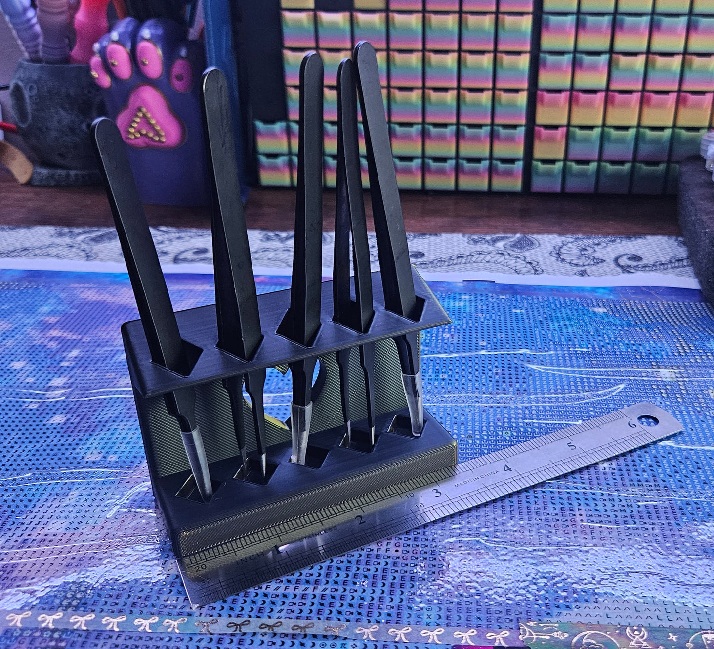 Diamond Painting Tweezers Stand, Holds 5 Tweezers, Upright Tool Organizer, 3D Printed Diamond Art Craft Desk Storage, Made To Order Display