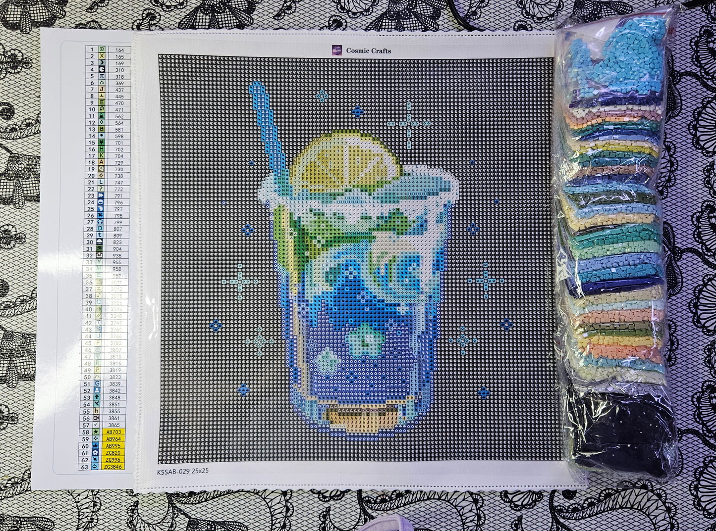 Ocean Bloom Elixir – Mini Diamond Painting Kit, Full Square Drill with AB & Fairy Dust Enhancements