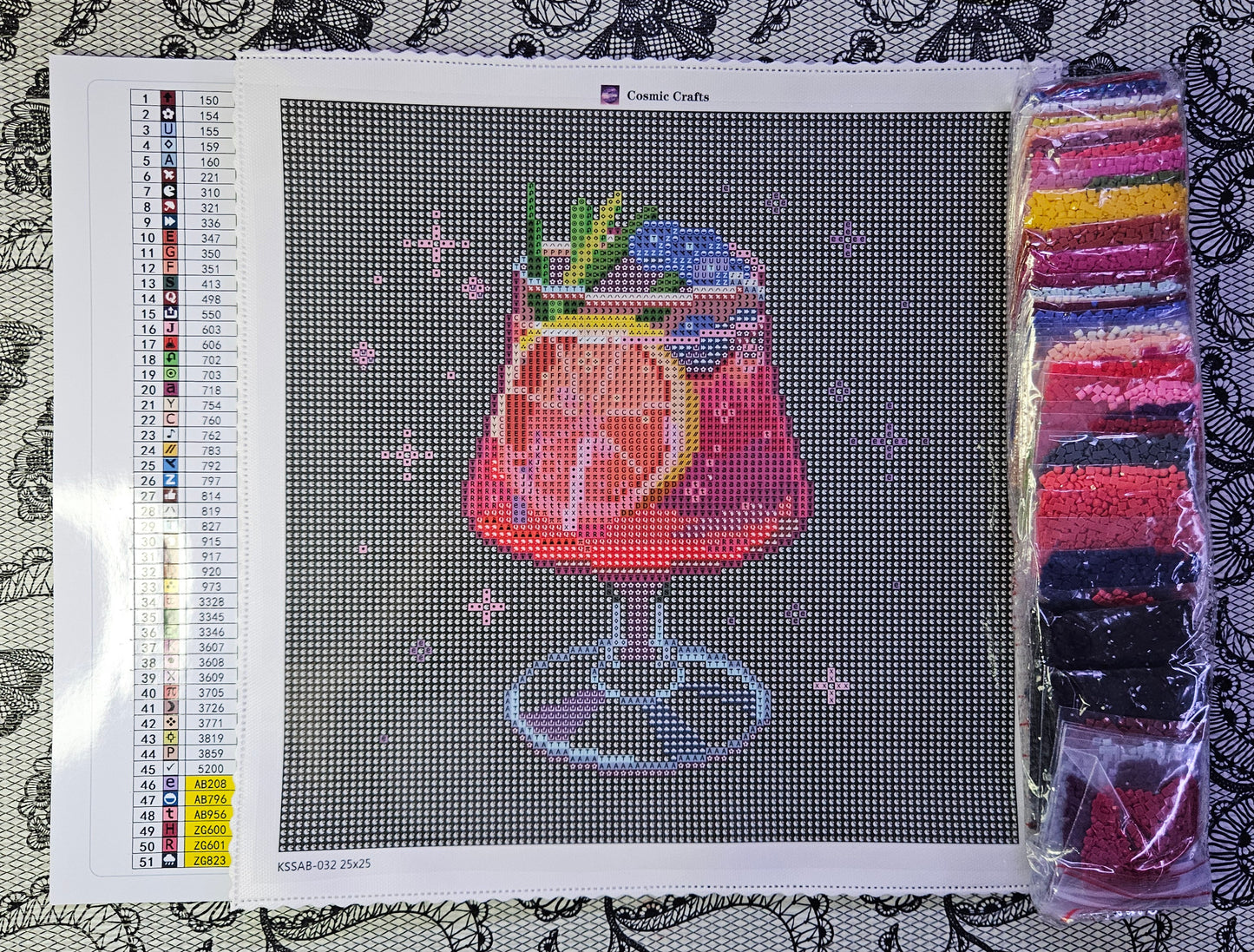 Berry Basil Elixir – Mini Diamond Painting Kit, Full Square Drill with AB & Fairy Dust Enhancements