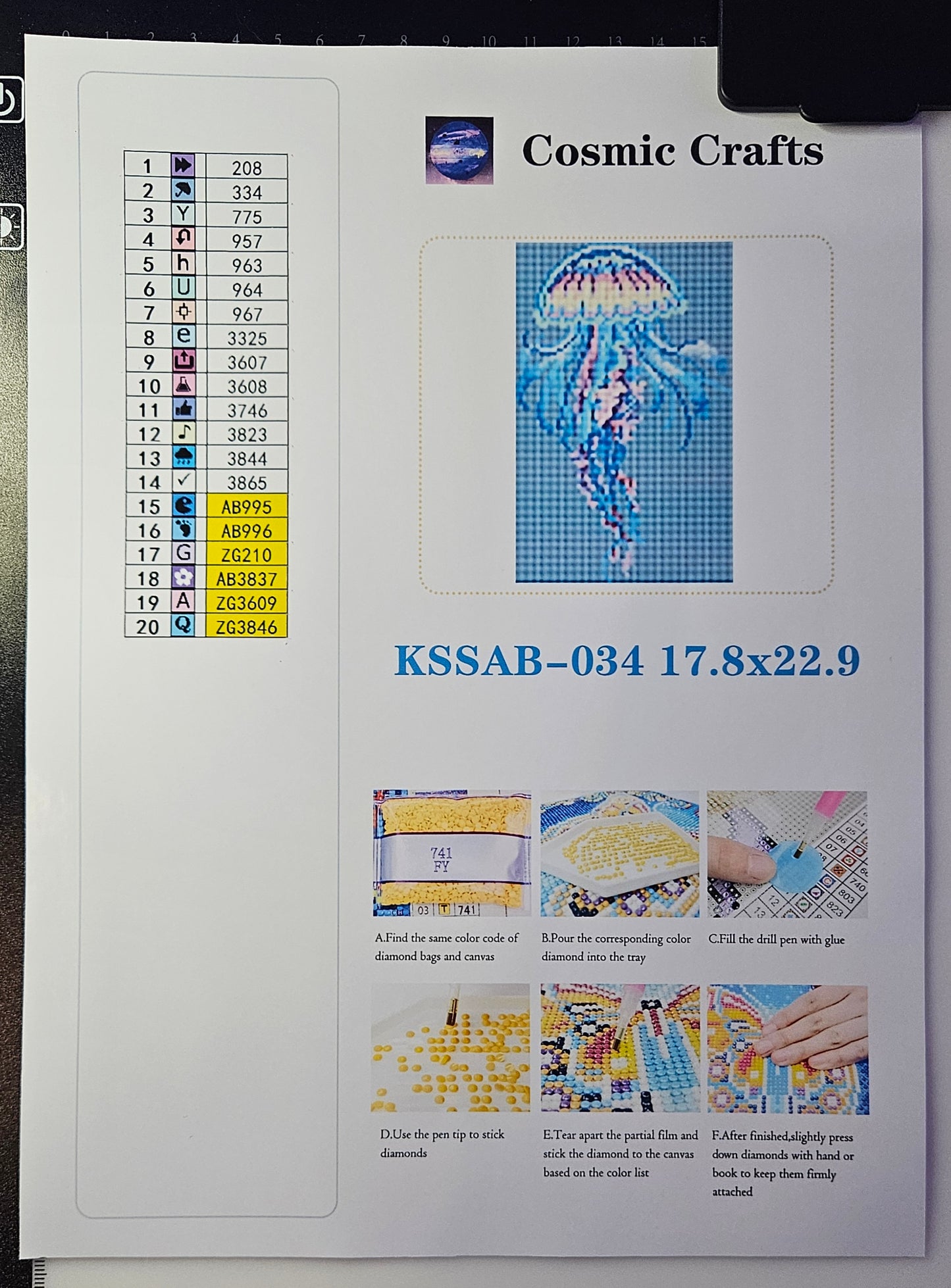 Rainbow Jellyfish Mini Diamond Painting Canvas – Full Square Drill with AB & Fairy Dust