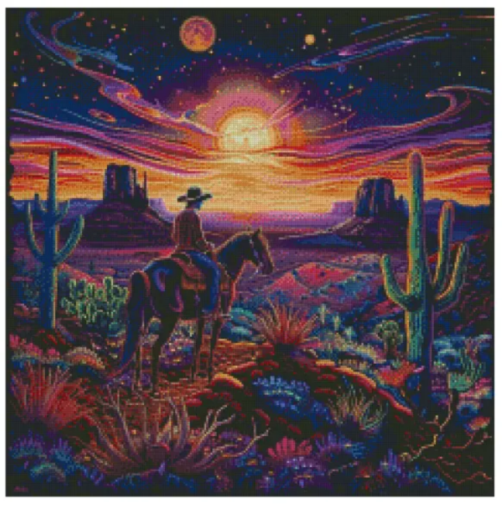Lone Wanderer 60x60cm Diamond Art Kit, High Quality Diamond Painting Kit with Enhancements Cosmic Crafts