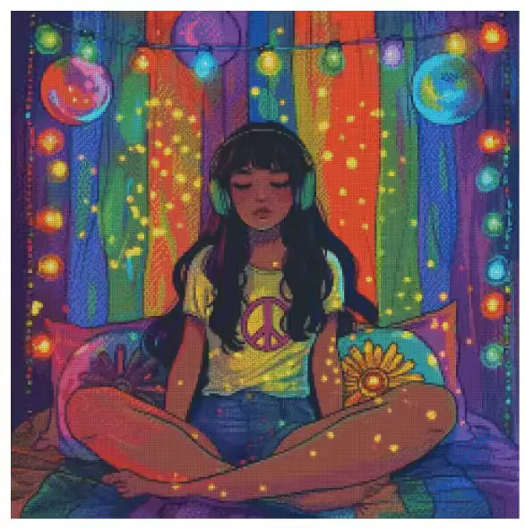 Meditate & Reflect 60x60cm Diamond Art Kit, High Quality Diamond Painting Kit with Enhancements Cosmic Crafts