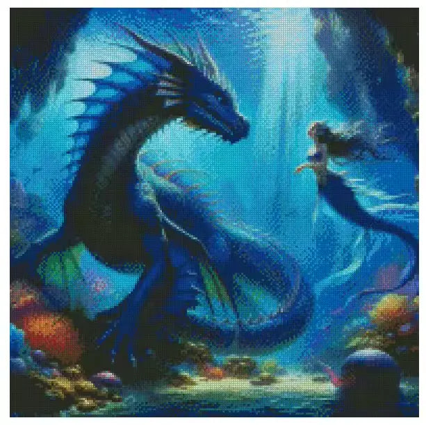Sea Dragon & Mermaid Friends 50x50cm Diamond Art Kit, High Quality Diamond Painting Kit with Enhancements Cosmic Crafts