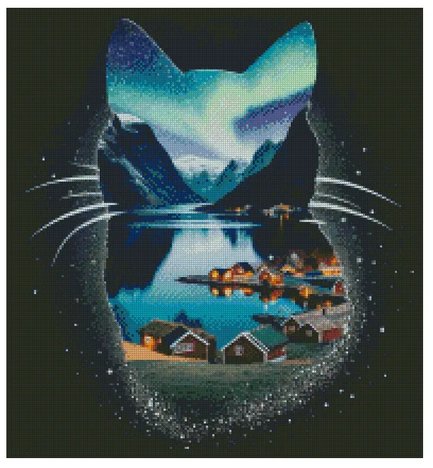 Norway Kitty 50x54cm Diamond Art Kit, High Quality Diamond Painting Kit with Enhancements