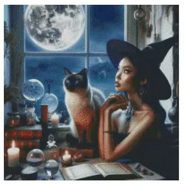 A Witch's Moon 50x50cm Diamond Art Kit, High Quality Diamond Painting Kit with Enhancements Cosmic Crafts
