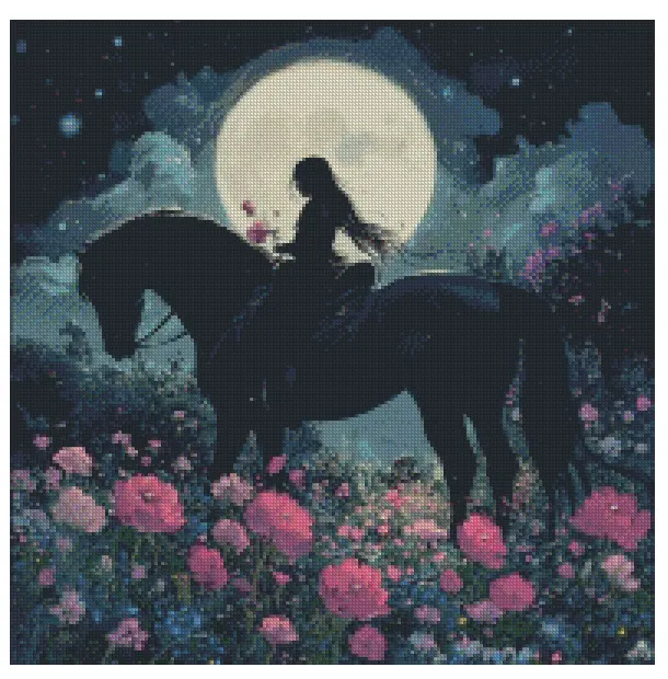 Moonlit Ride 60x60cm Diamond Art Kit, High Quality Diamond Painting Kit with Enhancements