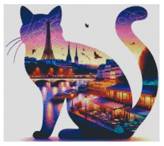 Paris Kitty 50x50cm Diamond Art Kit, High Quality Diamond Painting Kit with Enhancements