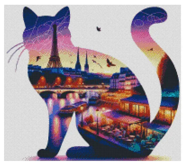 Paris Kitty 50x50cm Diamond Art Kit, High Quality Diamond Painting Kit with Enhancements Cosmic Crafts