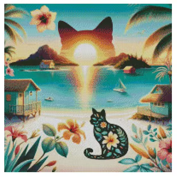 Bahamas Kitty 50x50cm Diamond Art Kit, High Quality Diamond Painting Kit with Enhancements