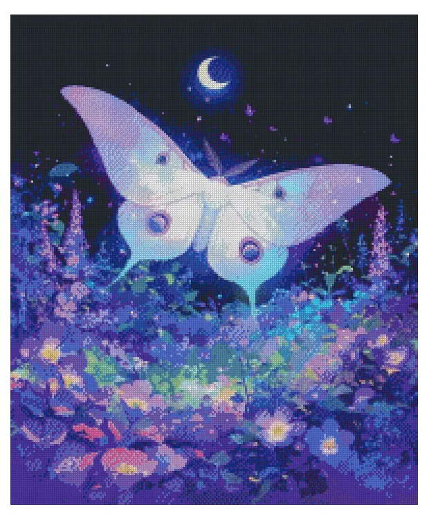 Lilia ~ Lunar Moth 50x60cm Diamond Art Kit, High Quality Diamond Painting Kit with Enhancements Cosmic Crafts