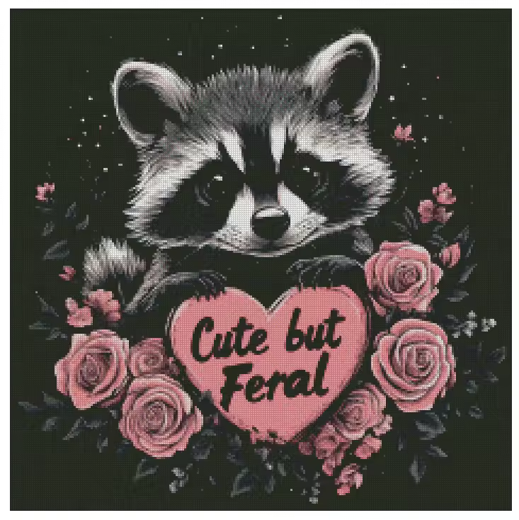 Cute But Feral 60x60cm Diamond Art Kit, High Quality Diamond Painting Kit with Enhancements