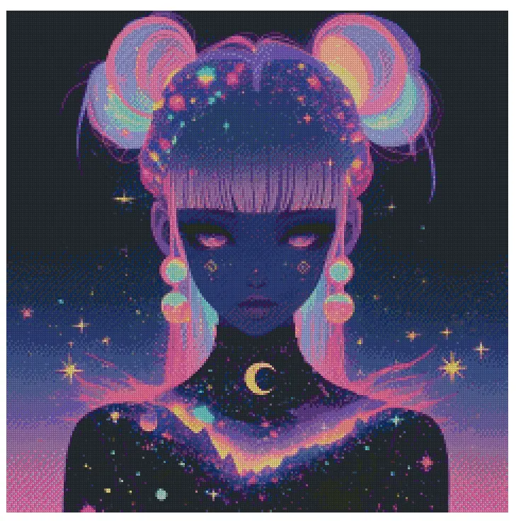 Galaxy Girl 60x60cm Diamond Art Kit, High Quality Diamond Painting Kit with Enhancements