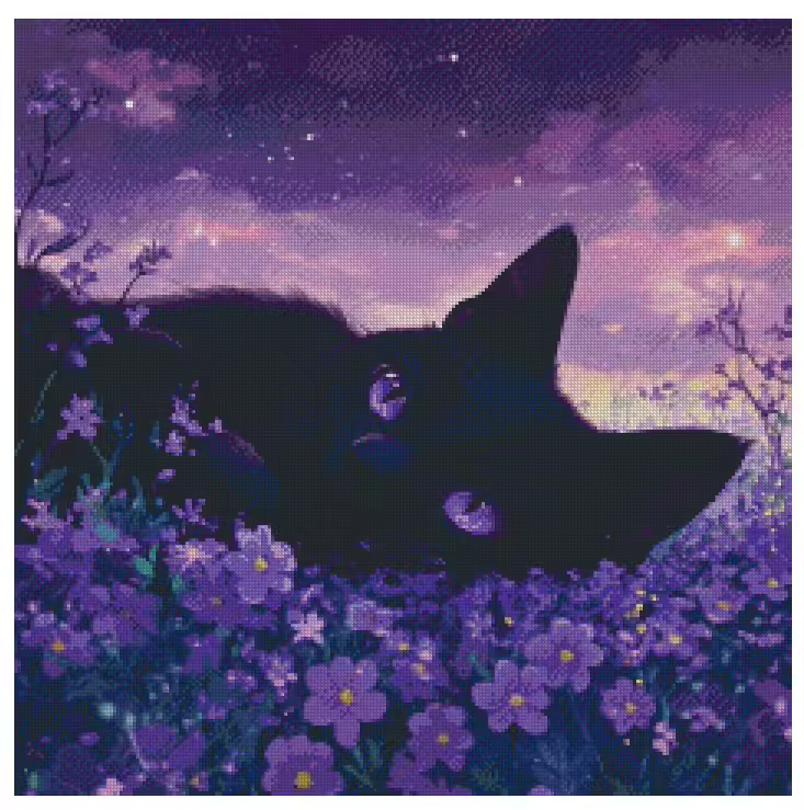 Purrfect Evening 60x60cm Diamond Art Kit, High Quality Diamond Painting Kit with Enhancements