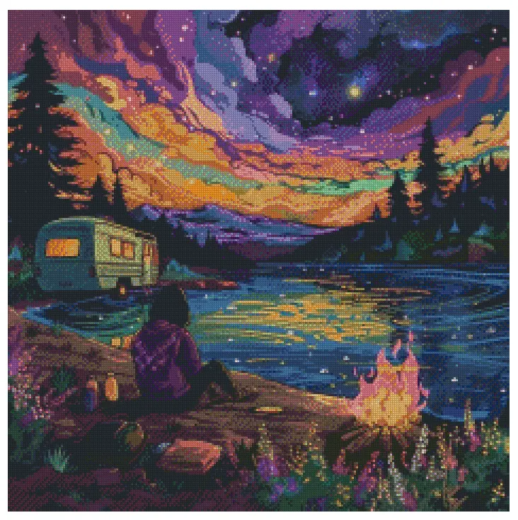 Cosmic Campaway 60x60cm Diamond Art Kit, High Quality Diamond Painting Kit with Enhancements