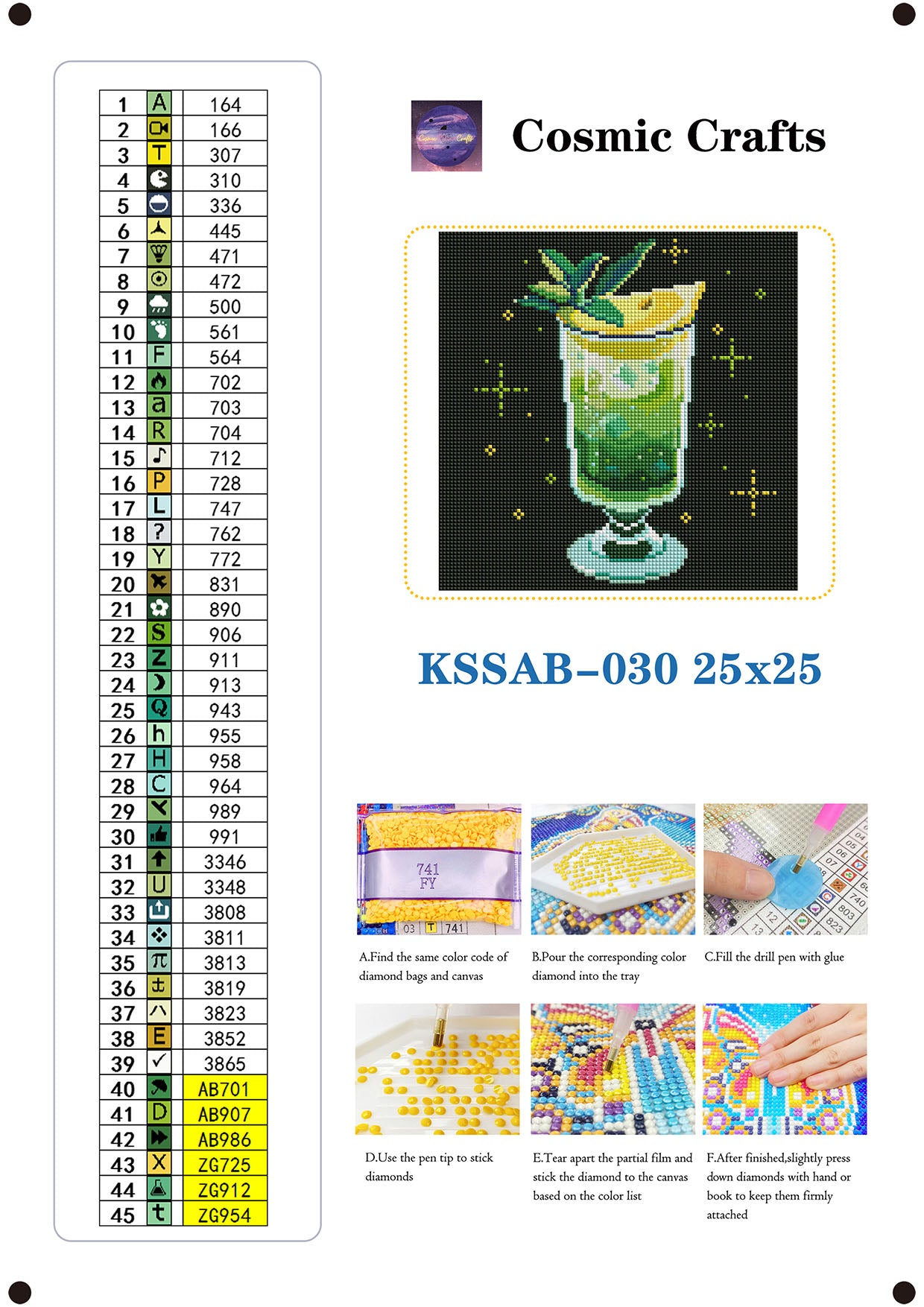 Lemon Limeade Elixir – Mini Diamond Painting Kit, Full Square Drill with AB & Fairy Dust Enhancements