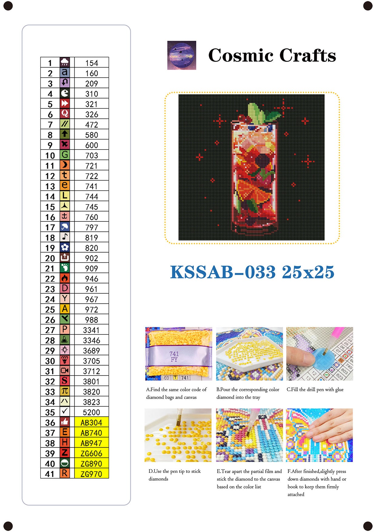 Sunset Punch Elixir – Mini Diamond Painting Kit, Full Square Drill with AB & Fairy Dust Enhancements