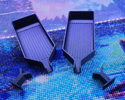 Long Diamond Painting Trays with Stopper, Sets of 2 or 4, Built in Shelf, Diamond Art Accessory, Simple Rhinestone Boats, Made to Order Cosmic Crafts