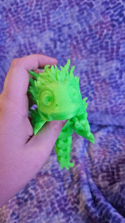 Baby Forest Dragon Flexi, Adorable Articulated 3D Printed Fidget, Fully Articulated, Dragon Lover Gift, Novelty Baby Dragon Toy, Fun Flexi Cosmic Crafts