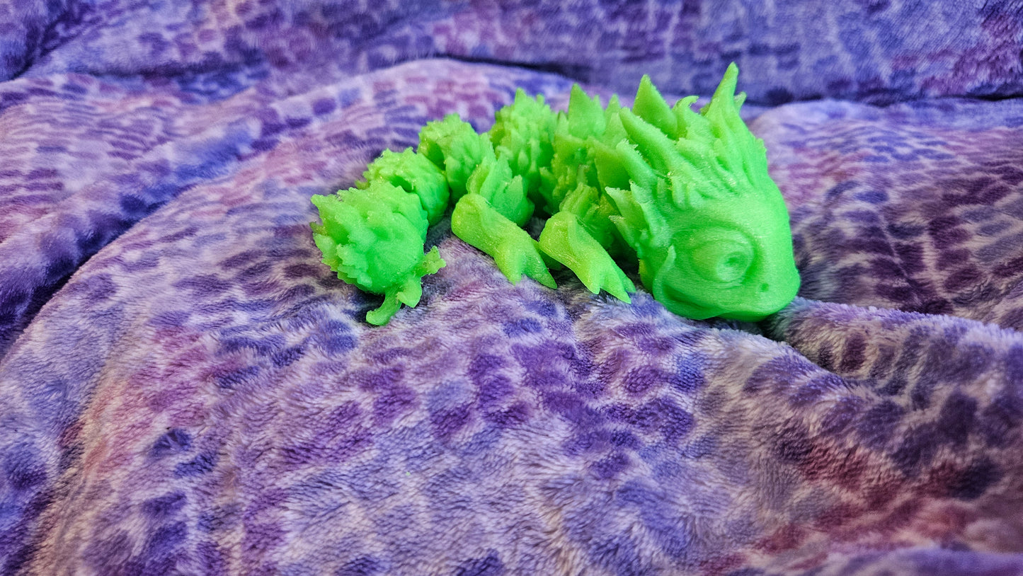 Baby Forest Dragon Flexi, Adorable Articulated 3D Printed Fidget, Fully Articulated, Dragon Lover Gift, Novelty Baby Dragon Toy, Fun Flexi