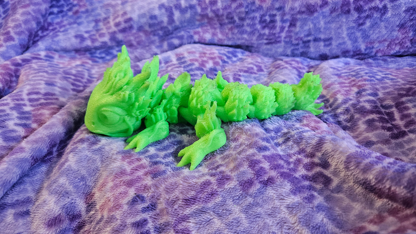Baby Forest Dragon Flexi, Adorable Articulated 3D Printed Fidget, Fully Articulated, Dragon Lover Gift, Novelty Baby Dragon Toy, Fun Flexi