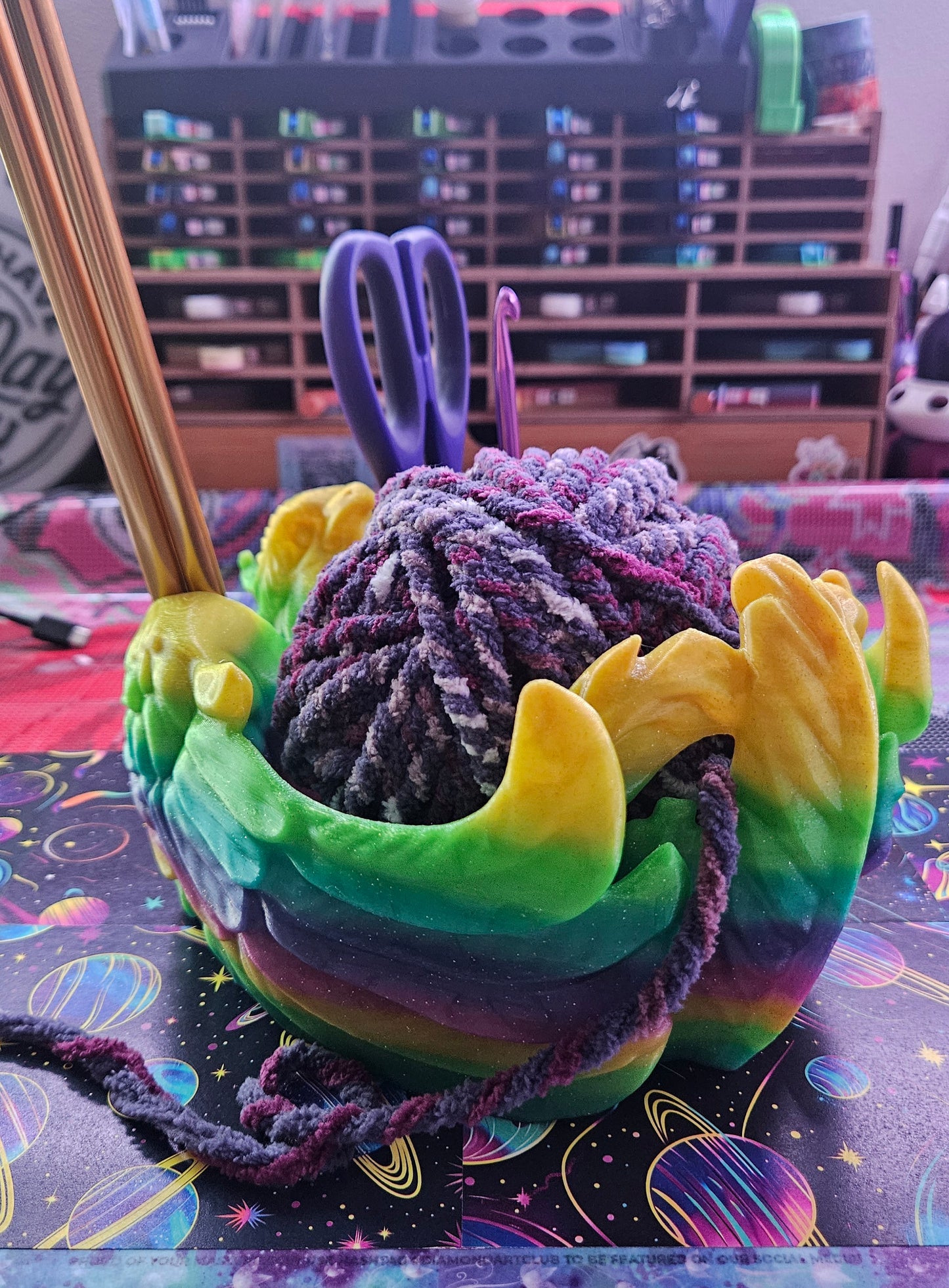Phoenix Yarn Bowl, 3D Printed Yarn Bowl, Holds Crochet Hooks, Knitting Needles and More, Decorative Fantasy Yarn Holder, Great Gift