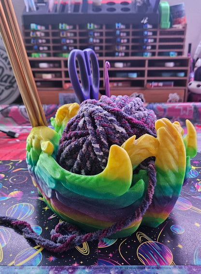 Phoenix Yarn Bowl, 3D Printed Yarn Bowl, Holds Crochet Hooks, Knitting Needles and More, Decorative Fantasy Yarn Holder, Great Gift