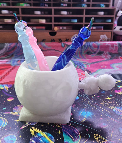 Astronaut Pen Cup Trash Drill Bin, Moon Bowl for Diamond Painting, Diamond Art Desk Accessory, Diamond Dot Pen Holder, Trash Drill Container Cosmic Crafts