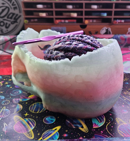 Spooky Skull Yarn Bowl, Halloween Themed Yarn Holder, 3D Printed Tangle Free Bowl Perfect for Crochet or Knitting, Unique Fiber Craft Gift Cosmic Crafts