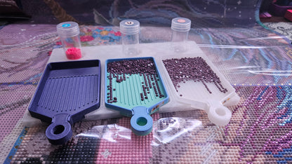 Diamond Art Washi Trays and Table, Diamond Painting Trays with Holder, Holds 3 Diamond Dot Trays and Storage Containers Cosmic Crafts