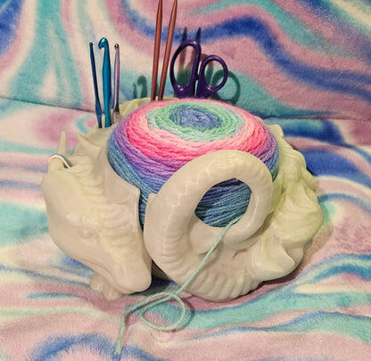 Dragon Yarn Bowl, 3D Printed Yarn Bowl, Holds Crochet Hooks, Knitting Needles and More, Decorative Fantasy Yarn Holder, Great Mythical Gift Cosmic Crafts