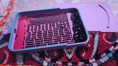 Multi-Placer Grid Diamond Art Tray with Lid and Stopper, 3D Printed Diamond Painting Accessory, Diamond Dot Tool, Square and Round Drills Cosmic Crafts