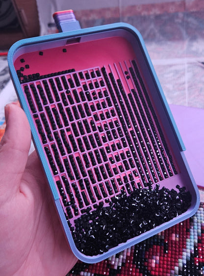 Multi-Placer Grid Diamond Art Tray with Lid and Stopper, 3D Printed Diamond Painting Accessory, Diamond Dot Tool, Square and Round Drills Cosmic Crafts