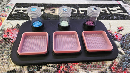 Diamond Painting Confetti Tray, 3D Printed Mini Trays with Holder, Diamond Art Storage, Holds Round Art Dot Containers, Rhinestone Tray, SET Cosmic Crafts