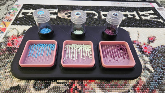 Diamond Painting Confetti Tray, 3D Printed Mini Trays with Holder, Diamond Art Storage, Holds Round Art Dot Containers, Rhinestone Tray, SET Cosmic Crafts
