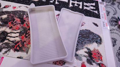 XL Long Diamond Art Tray, 3D Printed Drill Tray with Snapping Lid and Stopper, 90 Degree Diamond Painting Accessory, Diamond Dot Storage Cosmic Crafts