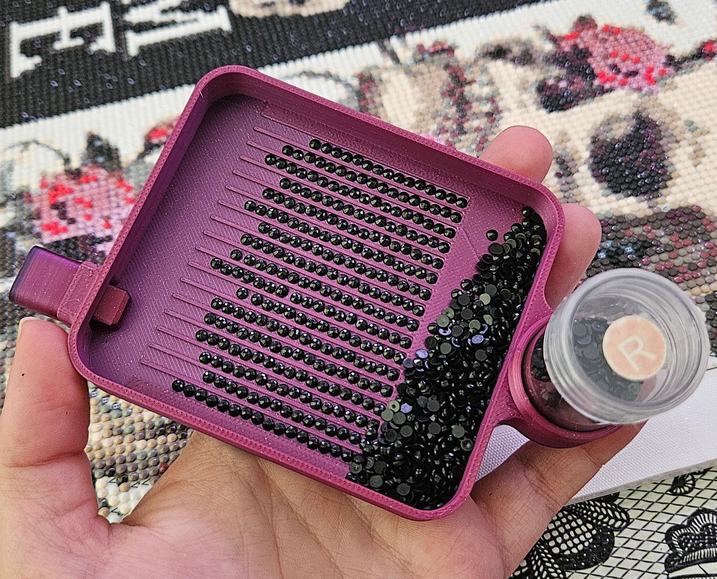 Diamond Art Storage Tray with Washi, Smaller Diamond Painting Trays with Stopper, Round Art Dot Container Holder, Practical Rhinestone Tray