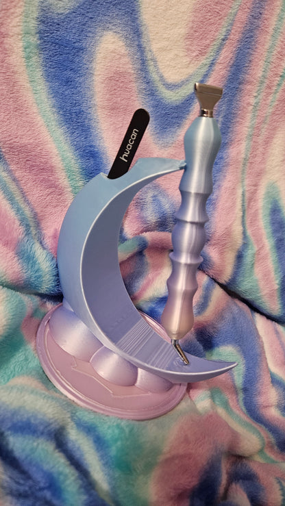 Moon Diamond Art Pen Holder, 3D Printed Diamond Painting Tool Stand, Moon On Cloud Diamond Dot Tool Storage, Cute Craft Tool Holder