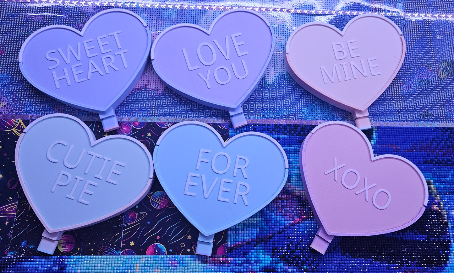 Candy Heart Diamond Art Tray with Washi Feature with Sliding Lid and Stopper, Cute Valentine's Diamond Painting Accessory, Diamond Dot Tool, Craft Supply