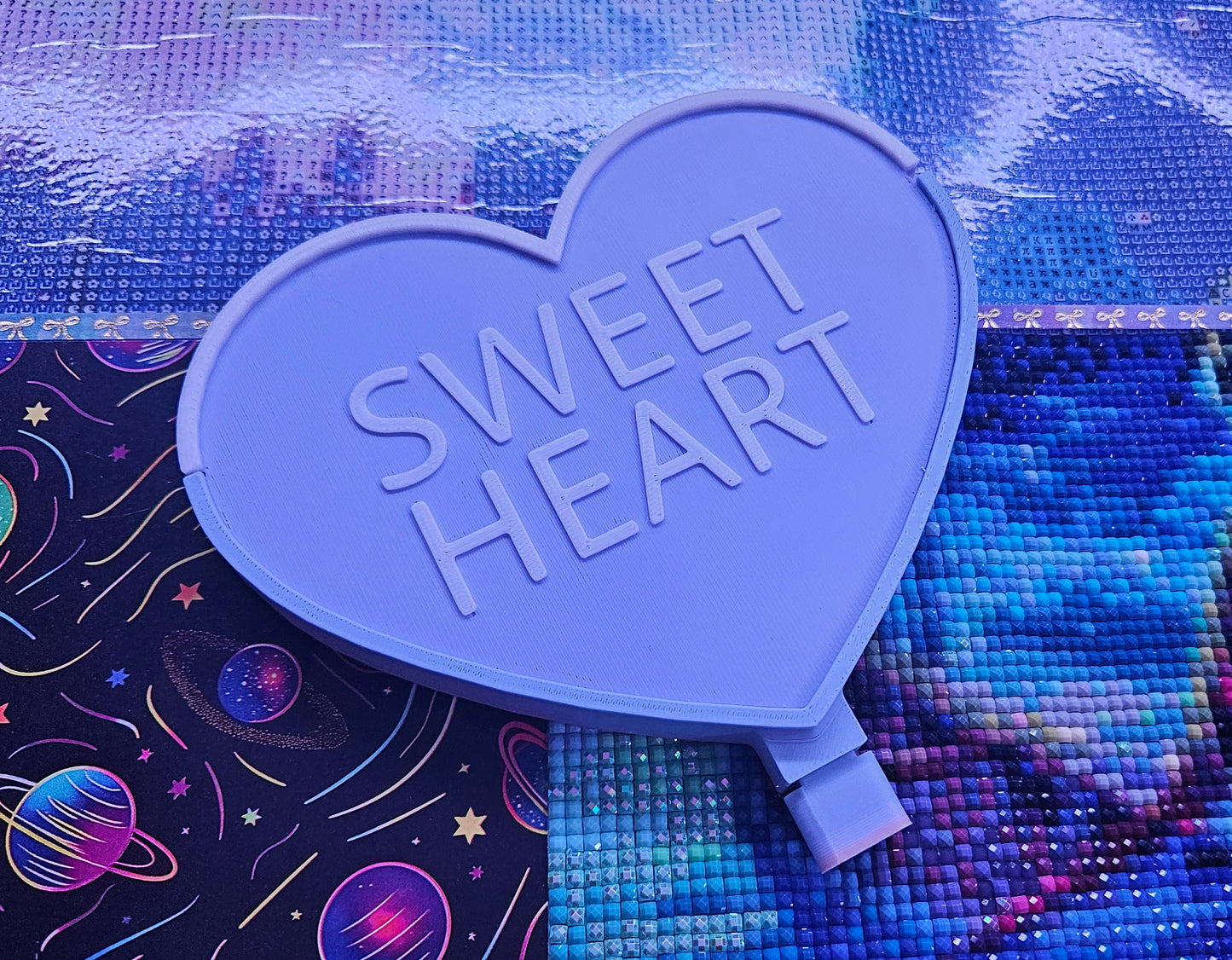 Candy Heart Diamond Art Tray with Washi Feature with Sliding Lid and Stopper, Cute Valentine's Diamond Painting Accessory, Diamond Dot Tool, Craft Supply
