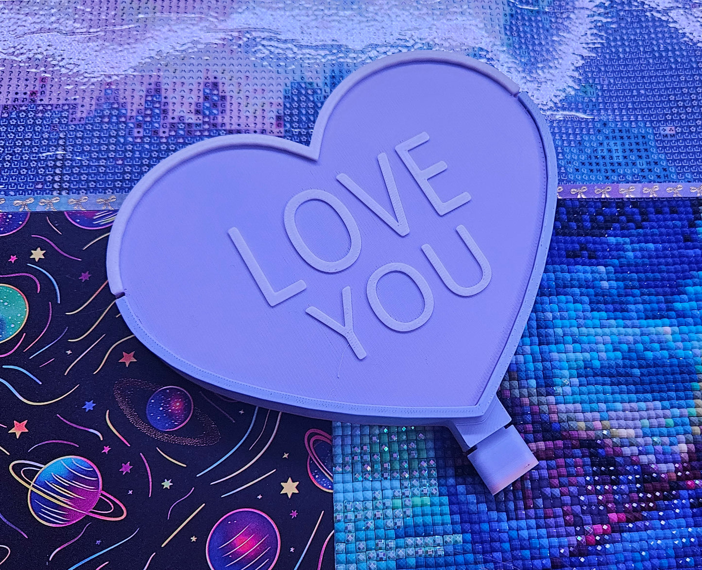 Candy Heart Diamond Art Tray with Washi Feature with Sliding Lid and Stopper, Cute Valentine's Diamond Painting Accessory, Diamond Dot Tool, Craft Supply
