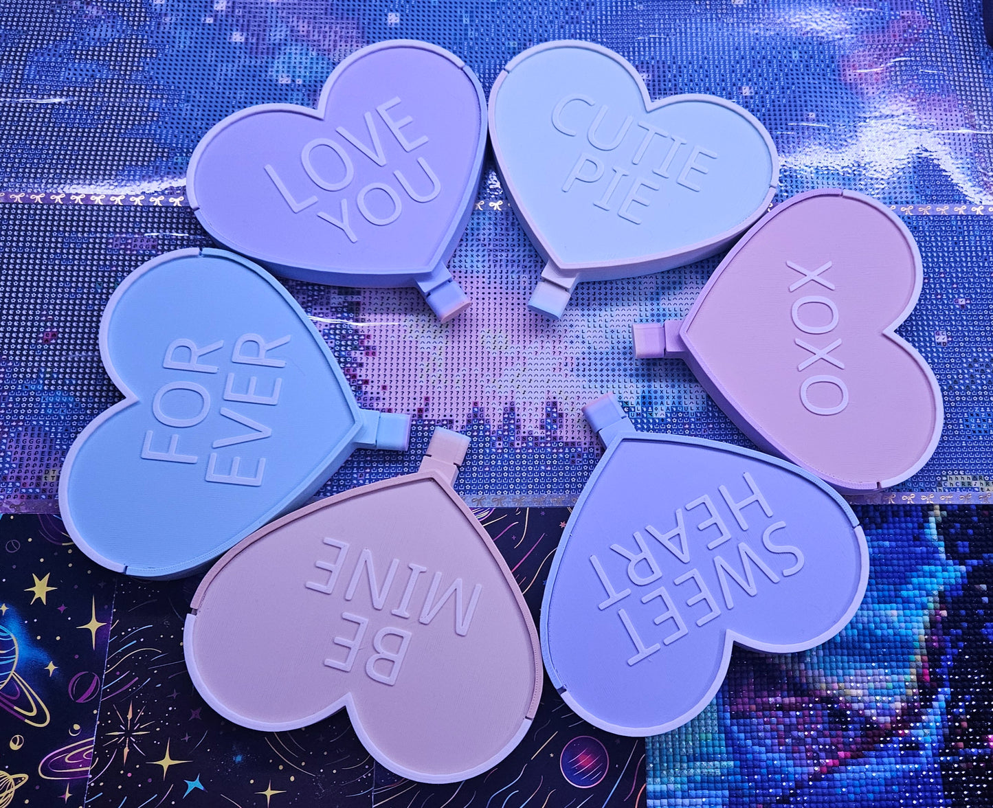 Candy Heart Diamond Art Tray with Washi Feature with Sliding Lid and Stopper, Cute Valentine's Diamond Painting Accessory, Diamond Dot Tool, Craft Supply