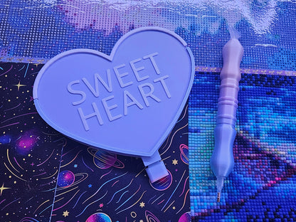 Candy Heart Diamond Art Tray with Washi Feature with Sliding Lid and Stopper, Cute Valentine's Diamond Painting Accessory, Diamond Dot Tool, Craft Supply Cosmic Crafts