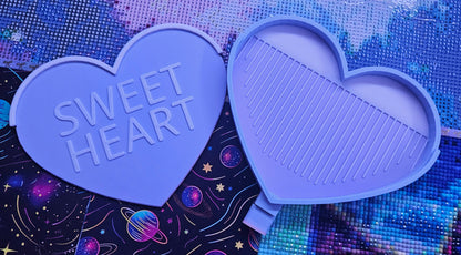 Candy Heart Diamond Art Tray with Washi Feature with Sliding Lid and Stopper, Cute Valentine's Diamond Painting Accessory, Diamond Dot Tool, Craft Supply Cosmic Crafts