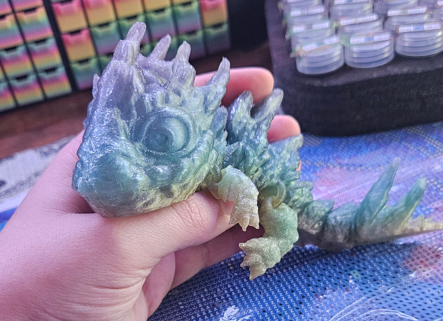 Baby Rock Dragon Flexi, Adorable Articulated 3D Printed Fidget, Fully Articulated, Dragon Lover Gift, Novelty Baby Dragon Toy, Cute Flexi