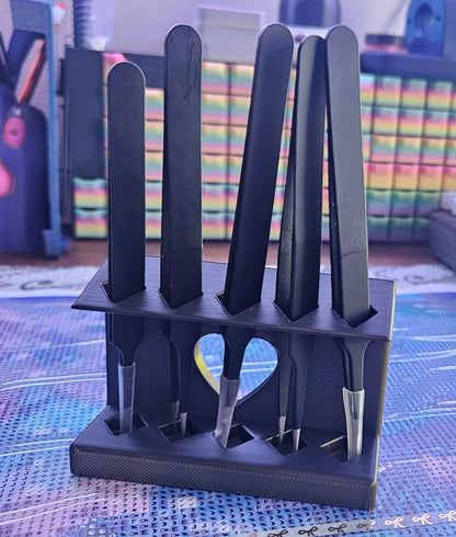Diamond Painting Tweezers Stand, Holds 5 Tweezers, Upright Tool Organizer, 3D Printed Diamond Art Craft Desk Storage, Made To Order Display Cosmic Crafts