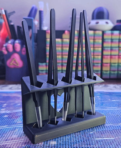 Diamond Painting Tweezers Stand, Holds 5 Tweezers, Upright Tool Organizer, 3D Printed Diamond Art Craft Desk Storage, Made To Order Display Cosmic Crafts