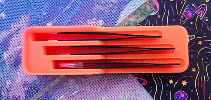 Diamond Painting Tweezers Holder, 3D Printed Craft Desk Organizer, Tool Holder for Diamond Art, Crafting Accessories Storage, Flat 3 Slots Cosmic Crafts