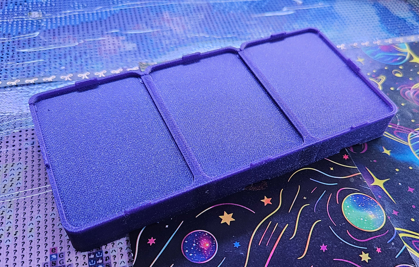 STrio Diamond Painting Tray, 3D Printed Triple Small Trays with Lids, Stack-able Spout-less Drill Organizer for Diamond Drills, STAR Series