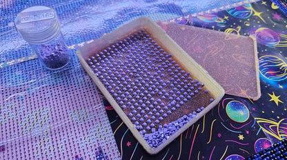 Medium Single Placer Diamond Painting Tray, 3D Printed Spout-less Drill Tray with Lid, Rhinestone Craft Organizer, STAR Series